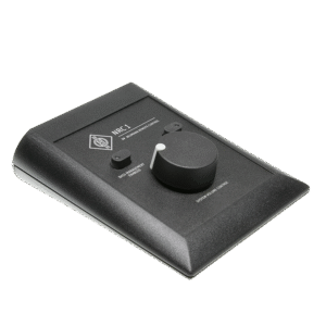 NRC 1 A simple hardware remote used to control the system volume, LFE gain, and bass management bypass